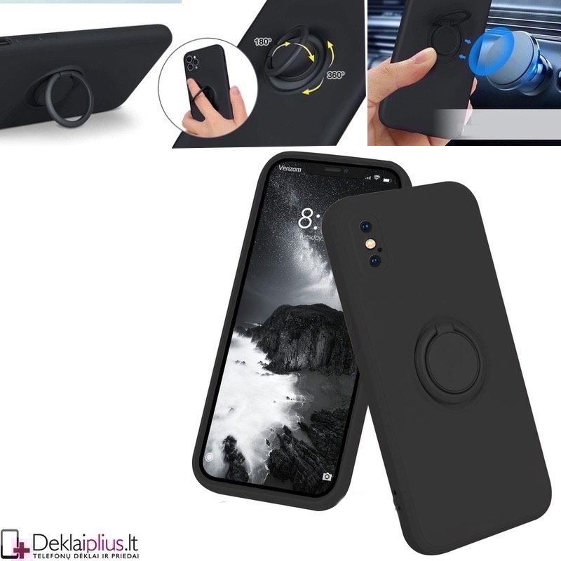 Švelnaus silikono dėklas su žiedu - juodas (Iphone X/XS) Švelnaus silikono dėklas su žiedu - juodas (Iphone X/XS)